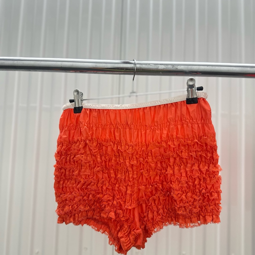Women's Ruffled Orange Shorts
